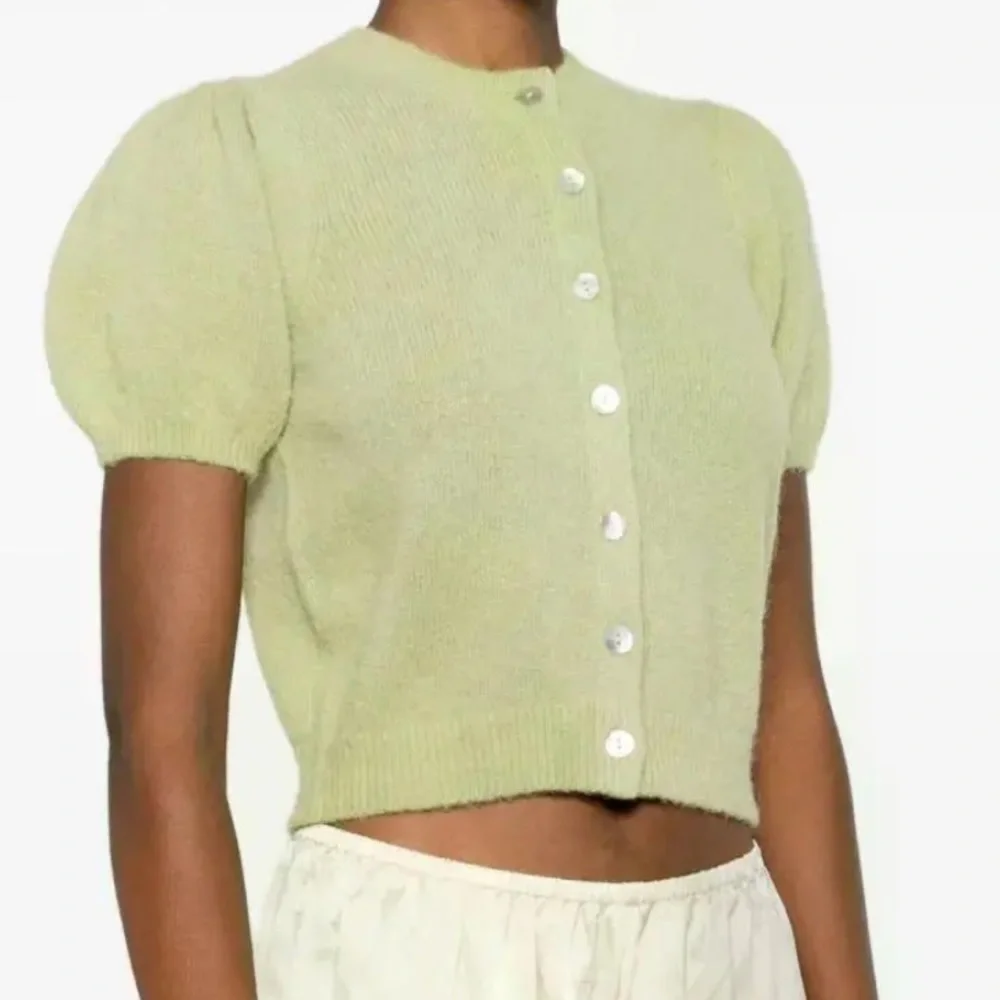 NWT DÔEN Anisa Alpaca-Blend Puff-Sleeve Cardigan - Picture 3 of 14